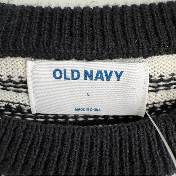 Old Navy Black & White Far Isle Sweater Women’s Large NEW - Picture 9 of 11